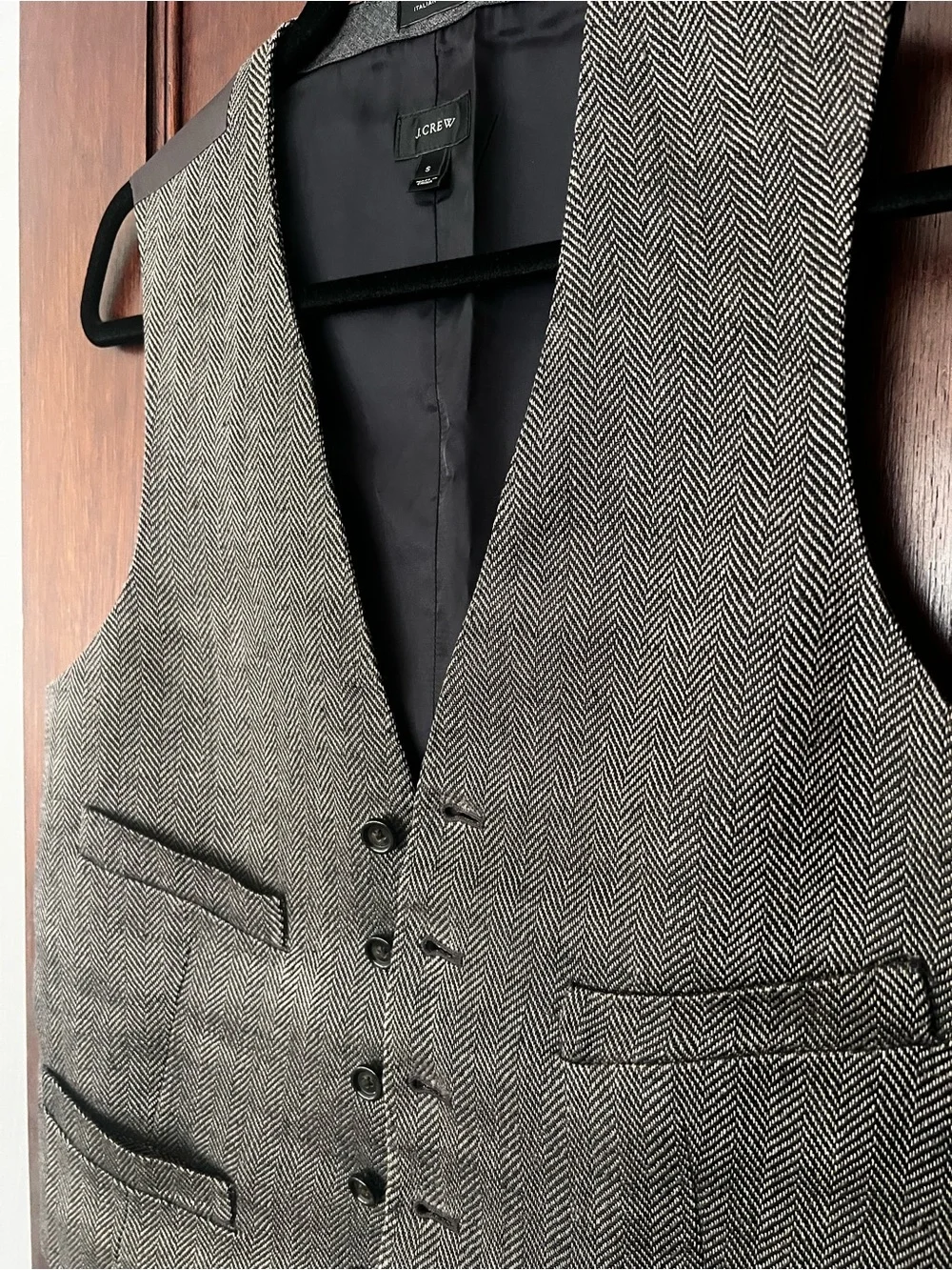 J. Crew Men's Gray Herringbone Dress Vest
